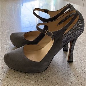 Kate Spade Sparkly Gray Suede Stiletto Mary Janes